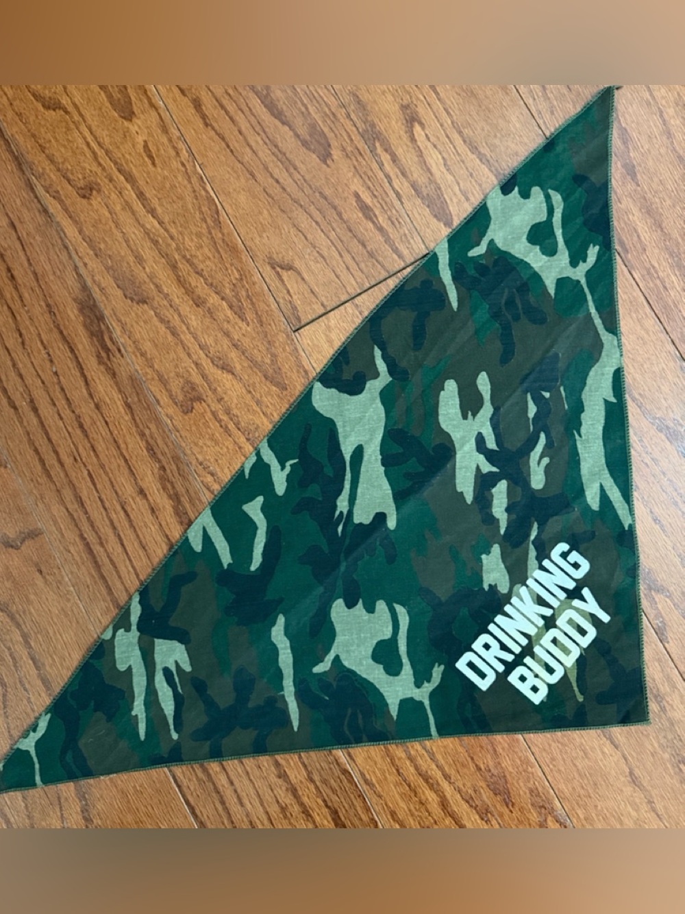Tees & Tails 100% cotton camouflage Dog Bandanna with “Drinking Buddy” - used